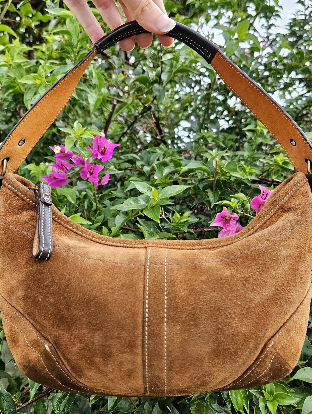 Vintage Coach Soho Brown Suede Hobo Bag 9503 Y2K Brass Buckle